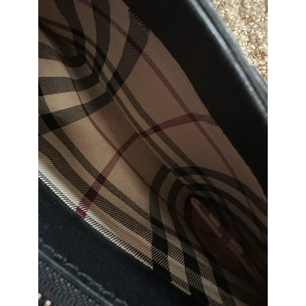 Burberry Black Leather Shoulder Bag Nova Check Lined Gold Hardware Authentic - Picture 13 of 14